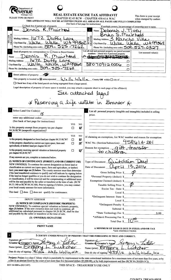 Walla Walla County Property Details 52 FILAN R W REVOCABLE FAMILY